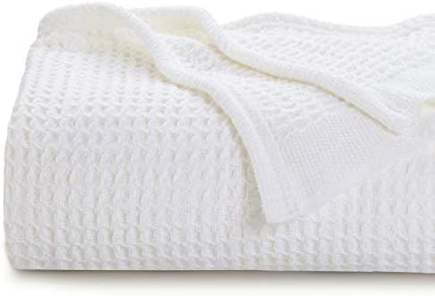 Bedsure 100% Cotton Blankets Queen Size for Bed - White 405GSM Waffle Weave Soft Lightweight Thermal | Amazon (US)