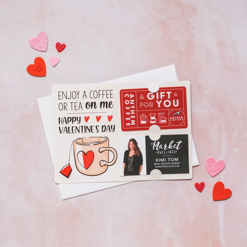 SET of Valentine's Day Gift Card & Business Card Holder Coffee or Tea Mailer Happy Valentine's Da... | Etsy (US)