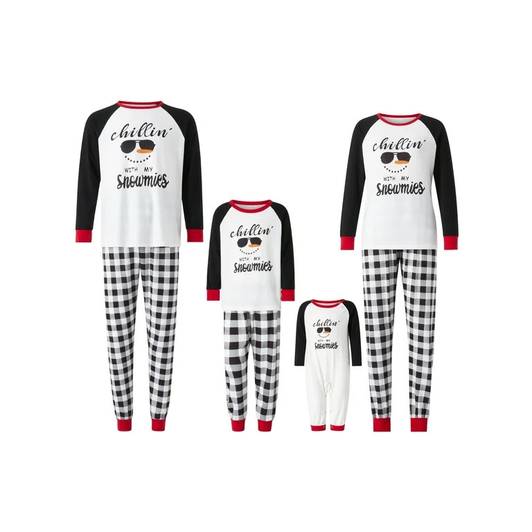 Peyakidsaa Matching Family Pajamas Sets Christmas PJ's Sleepwear Snowman Top with Plaid Bottom - ... | Walmart (US)