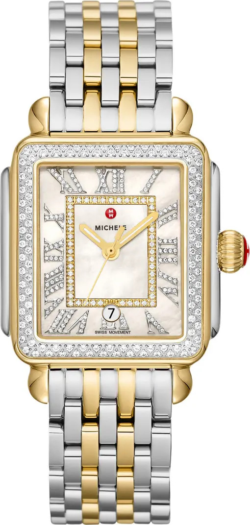 Deco Madison Diamond Two-Tone Bracelet Watch, 33mm | Nordstrom
