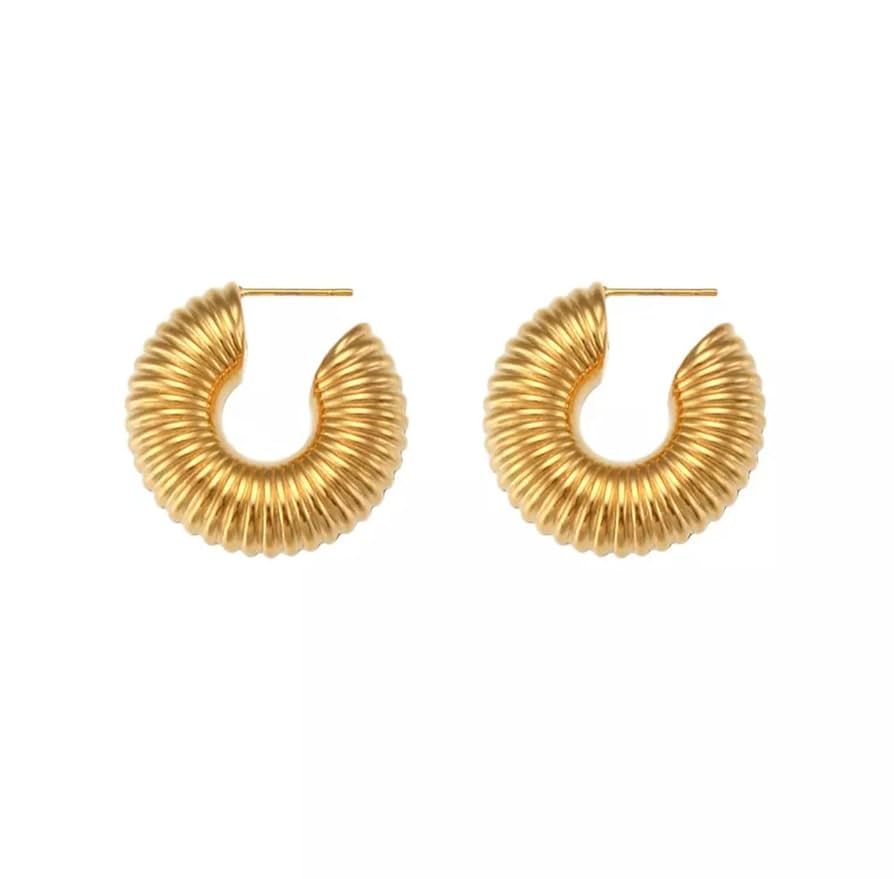 MIANIK Gold Chunky Hoops 18K Stainless Steel Bold Textured Ribbed Smooth (Textured) | Amazon (US)