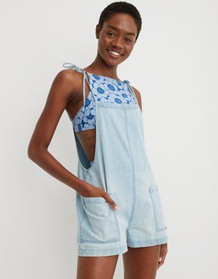 Aerie Tie Shoulder Shortall | American Eagle Outfitters (US & CA)