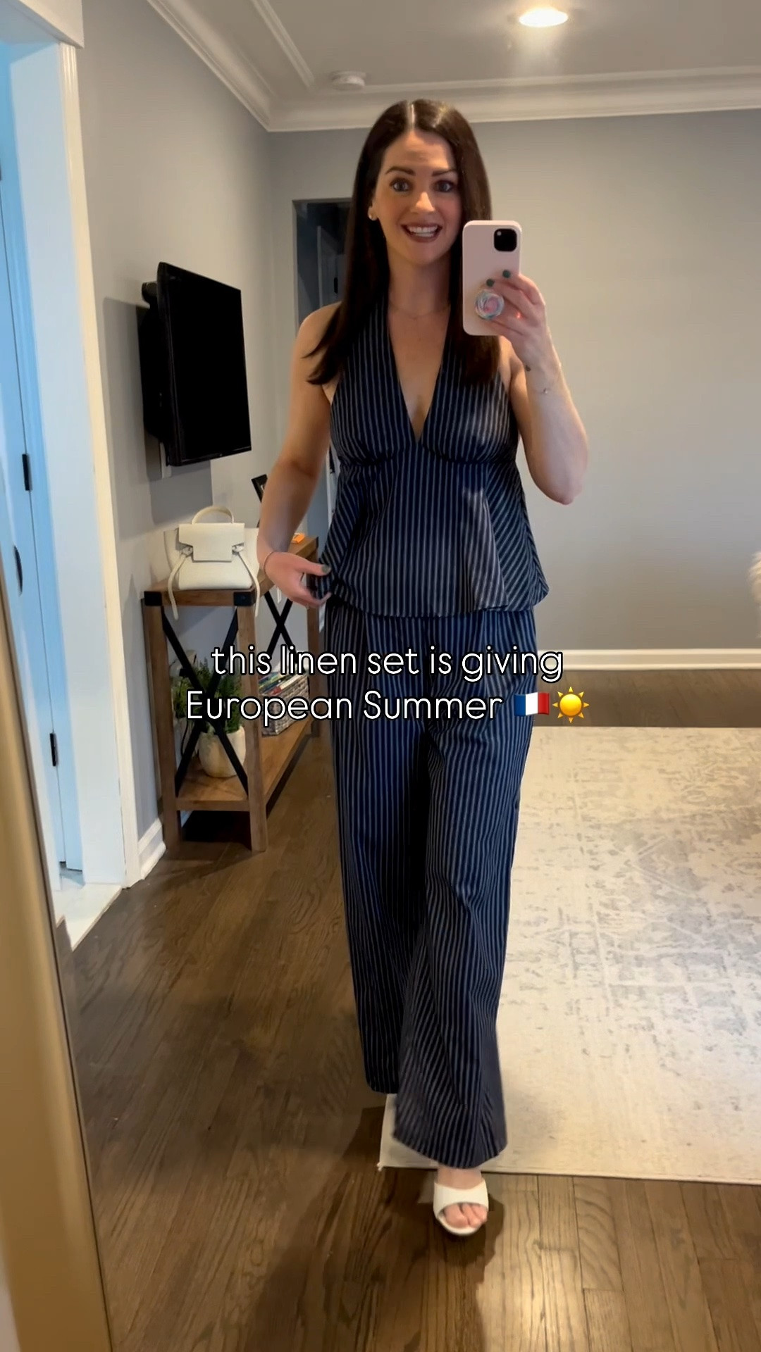 Serving effortless Euro summer style 🇮🇹🤍 This navy and white pinstripe linen matching set is the ultimate warm weather outfit—lightweight, breathable, and effortlessly chic for everything from vacation sightseeing to beachside dinners and summer brunch dates. 

I love how polished this linen set looks while still feeling comfy and easy to wear in the heat. If you’re looking for elevated summer outfits, European vacation outfit ideas, matching linen sets, resort wear, coastal grandma style, or chic travel outfits, this set is such a good find ✨

@amazonfindsandfashion 

#eurosummer #linenstyle #matchingset #summeroutfitideas #resortwear #amazonfashion #amazonmatchingset

#LTKTravel #LTKPetite #LTKSeasonal