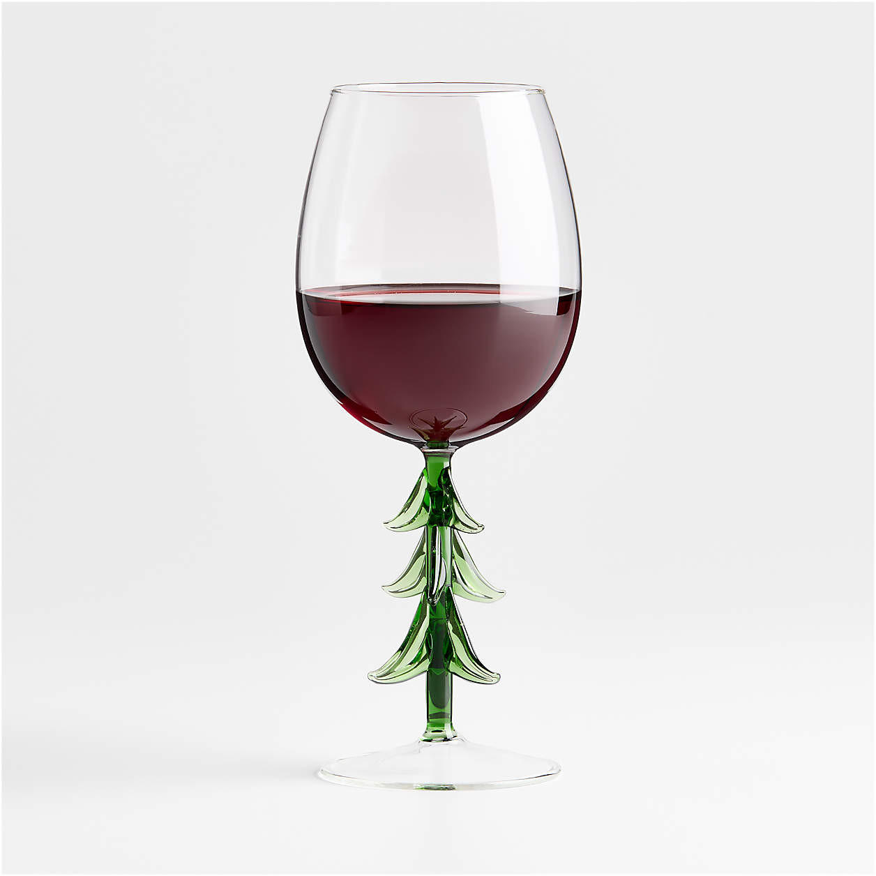 Hand-Blown Christmas Tree Icon 13.5-oz. Wine Glass + Reviews | Crate & Barrel | Crate & Barrel