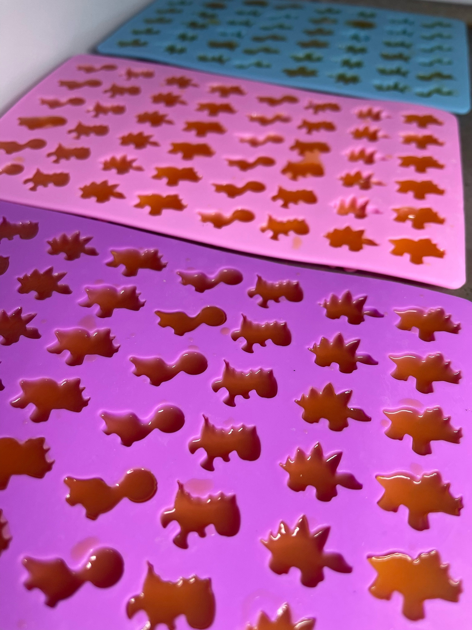 The cutest dinosaur molds for gummies! I made homemade fruit snacks for my son and he LOVED them!
