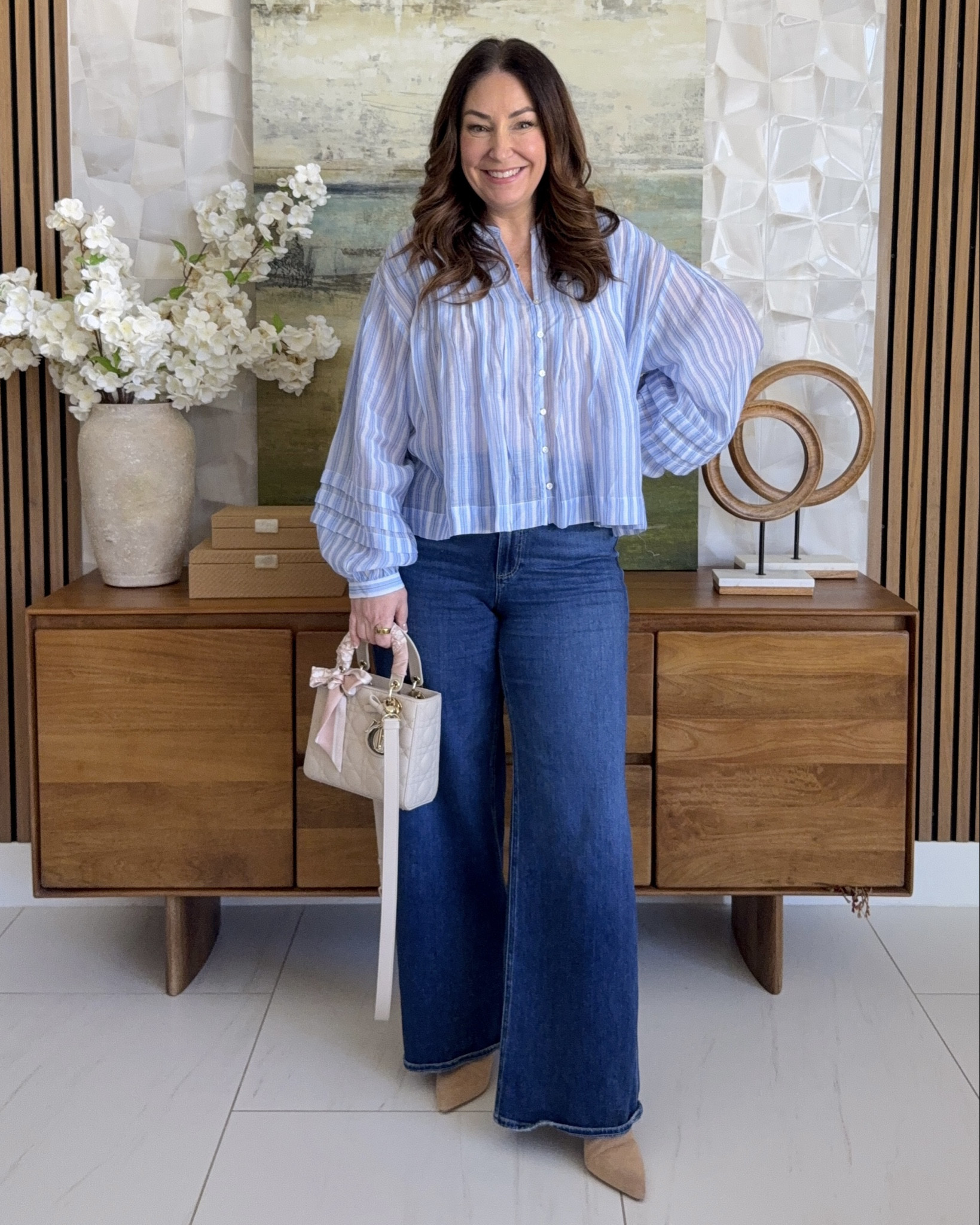 ASTR Spring Transitional Outfit | Wearing blouse tts, L but this is sheer so I wear a cami under in L,  Jeans tts, 31

#springfashion #springoutfit #midsizecasual 

 

#LTKSeasonal #LTKOver40 #LTKMidsize