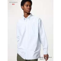 Uniqlo - Oxford Oversized Shirt (stripe) - Blue | UNIQLO (UK)