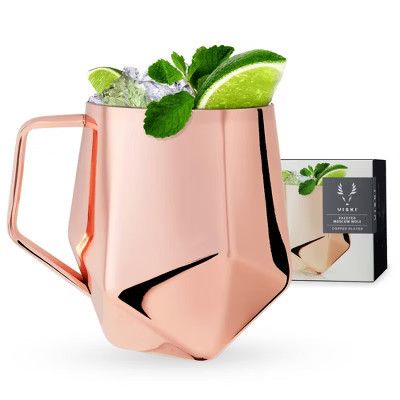 Viski Faceted Moscow Mule Mug, Copper Cocktail Glasses, Stainless Steel, Drinkware, Holds 18 oz | Target
