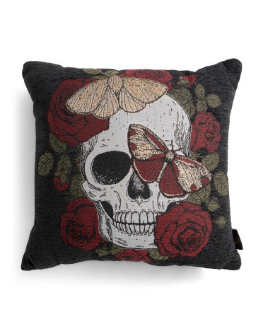 18x18 Skull Moth Jacquard Pillow | TJ Maxx