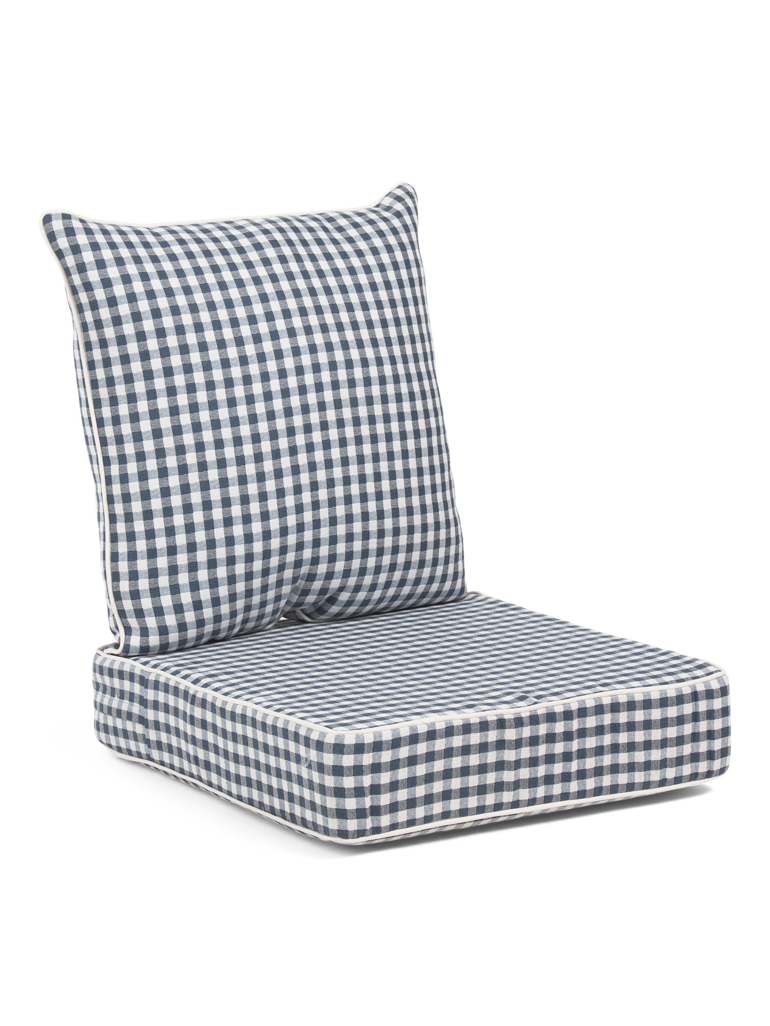 Made In Usa Outdoor Gingham Jacquard Seat Cushion And Back Pillow Set | TJ Maxx