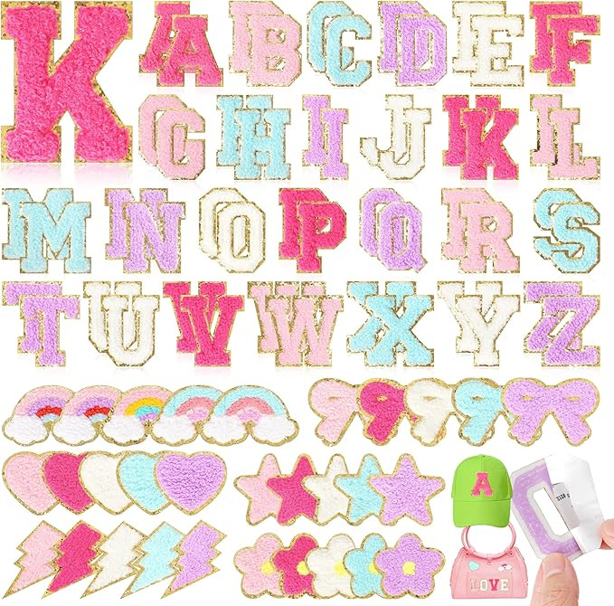 Chenille Letter Patches Self-Adhesive for Backpacks: Funcolor 82PCS Stick on Varsity Letter Patch... | Amazon (US)