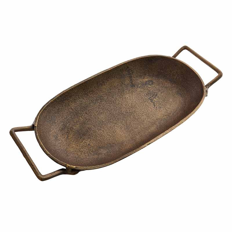 Brown Metal Tray with Handles, 19" | At Home