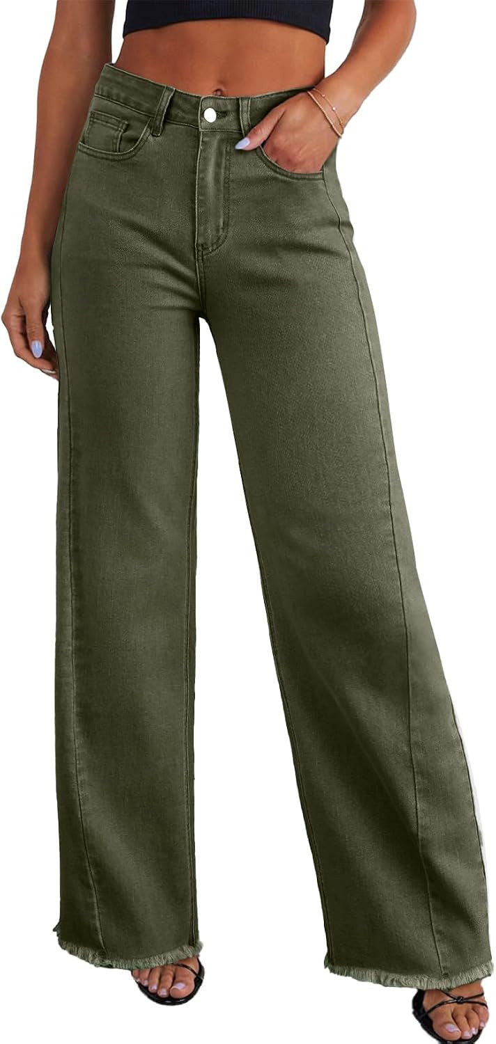 Sidefeel Women's Wide Leg Jeans High Waisted Stretchy Denim Pants | Amazon (US)