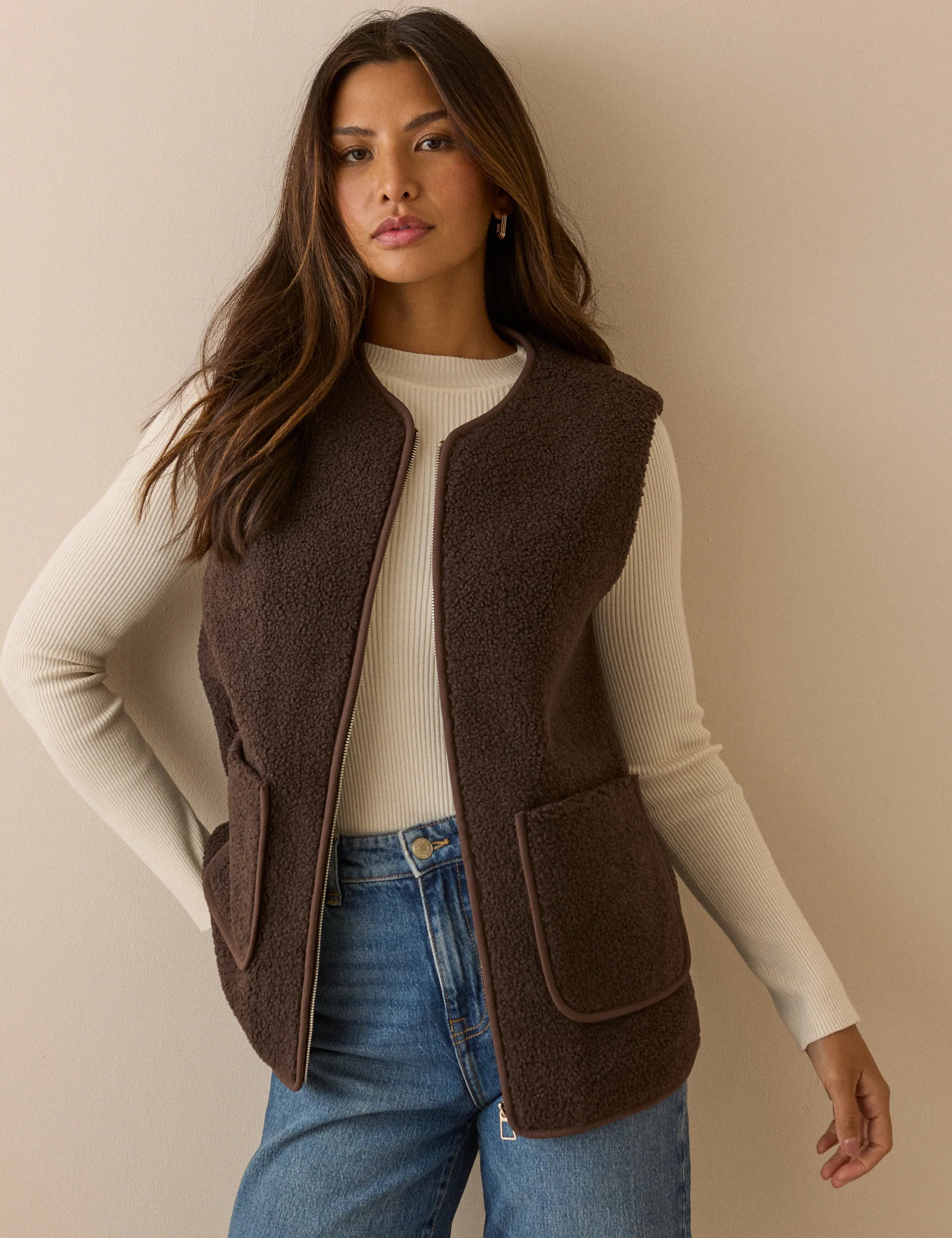 Chocolate Brown Borg Gilet | Nobody's Child