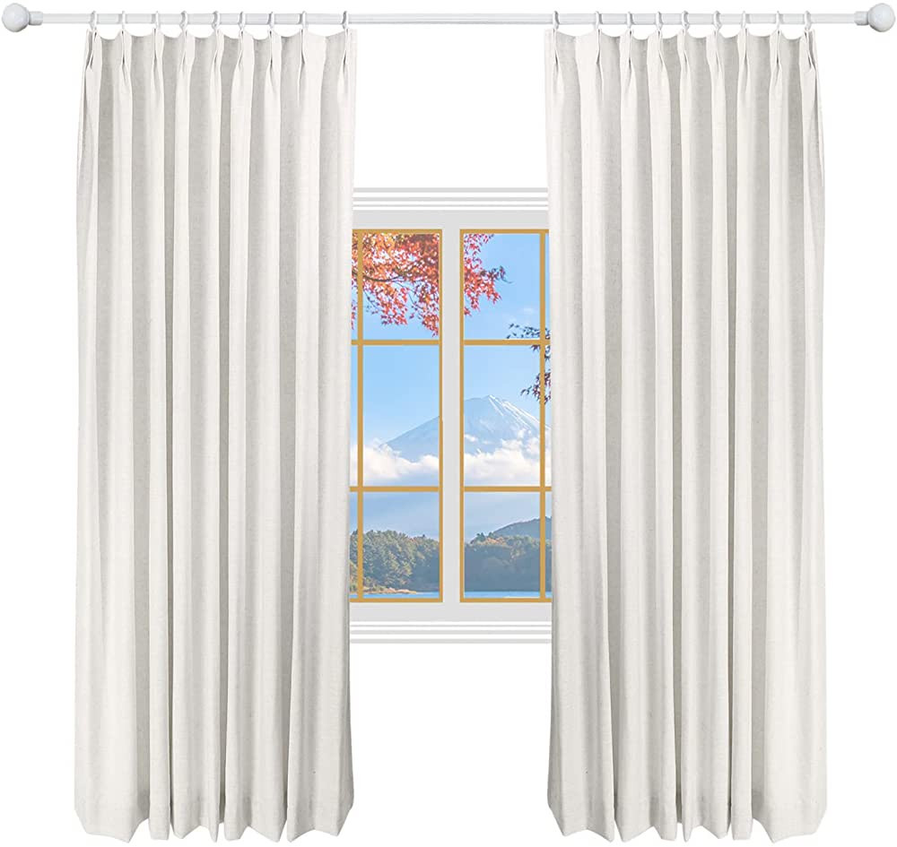 DotheDrape 52 W x 92 L inch Pinch Pleat Darkening Drapes Faux Linen Curtains with Lining Drapery ... | Amazon (US)