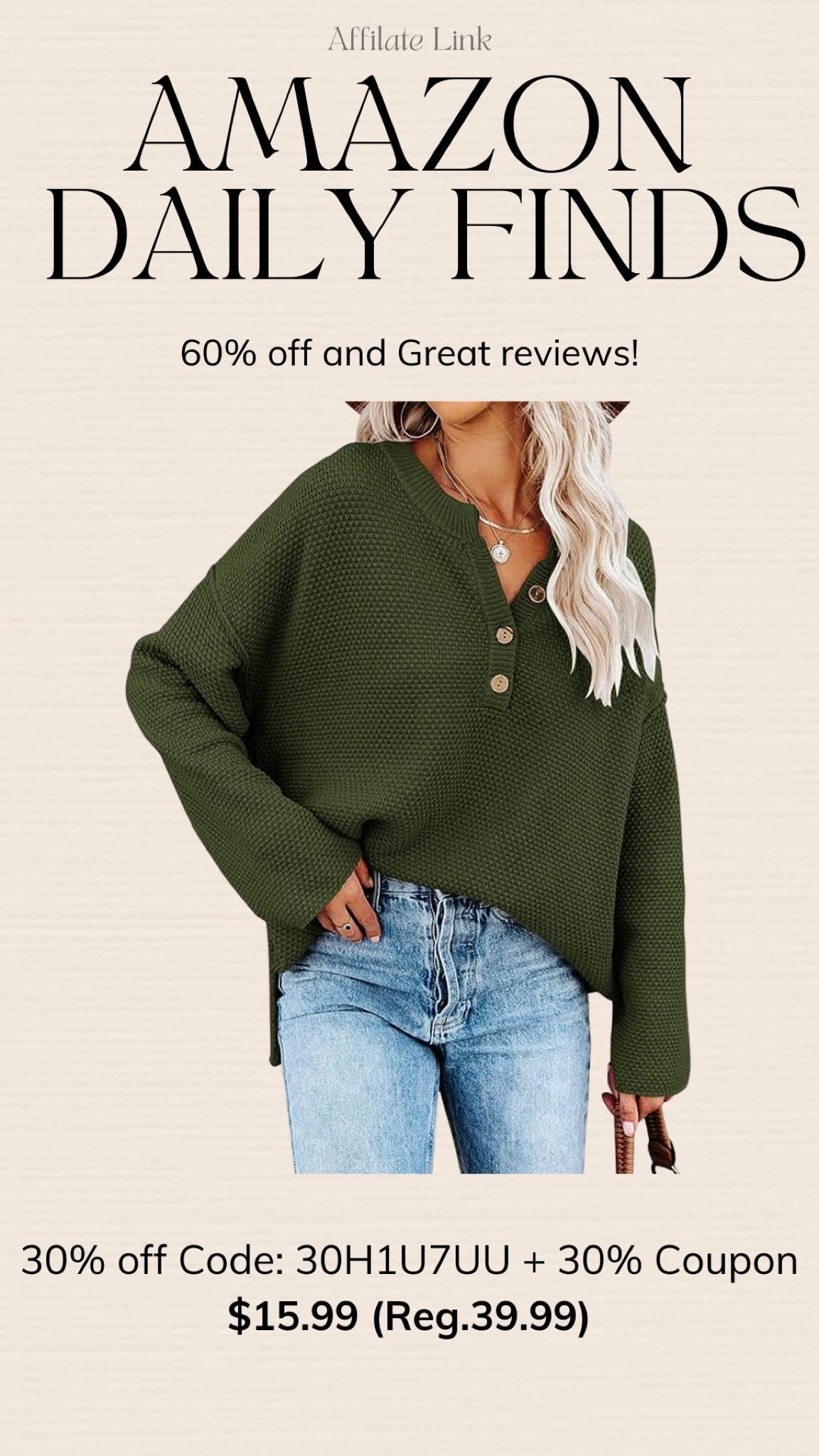 Waffle knit sweater is so cute for fall!  Other colors and good quality too! 

#LTKunder50 #LTKstyletip #LTKmidsize