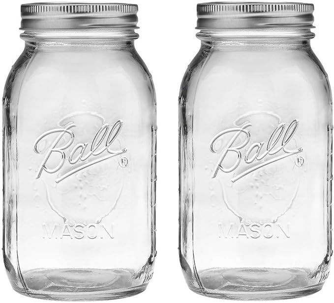 Ball Regular Mouth 32-Ounces Mason Jar with Lids and Bands (2-Units), Pack Of 2, Clear | Amazon (US)