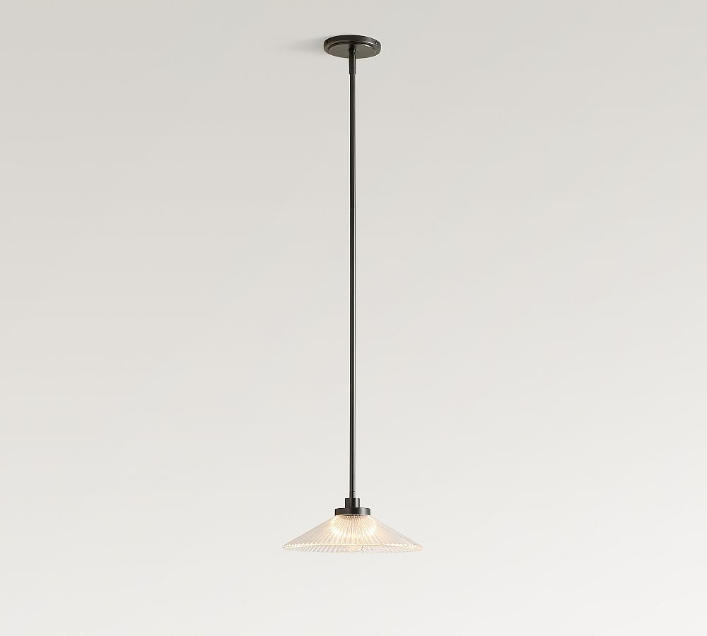 Cooper Flared Ribbed Glass 12"" Pendant, Bronze | Pottery Barn (US)