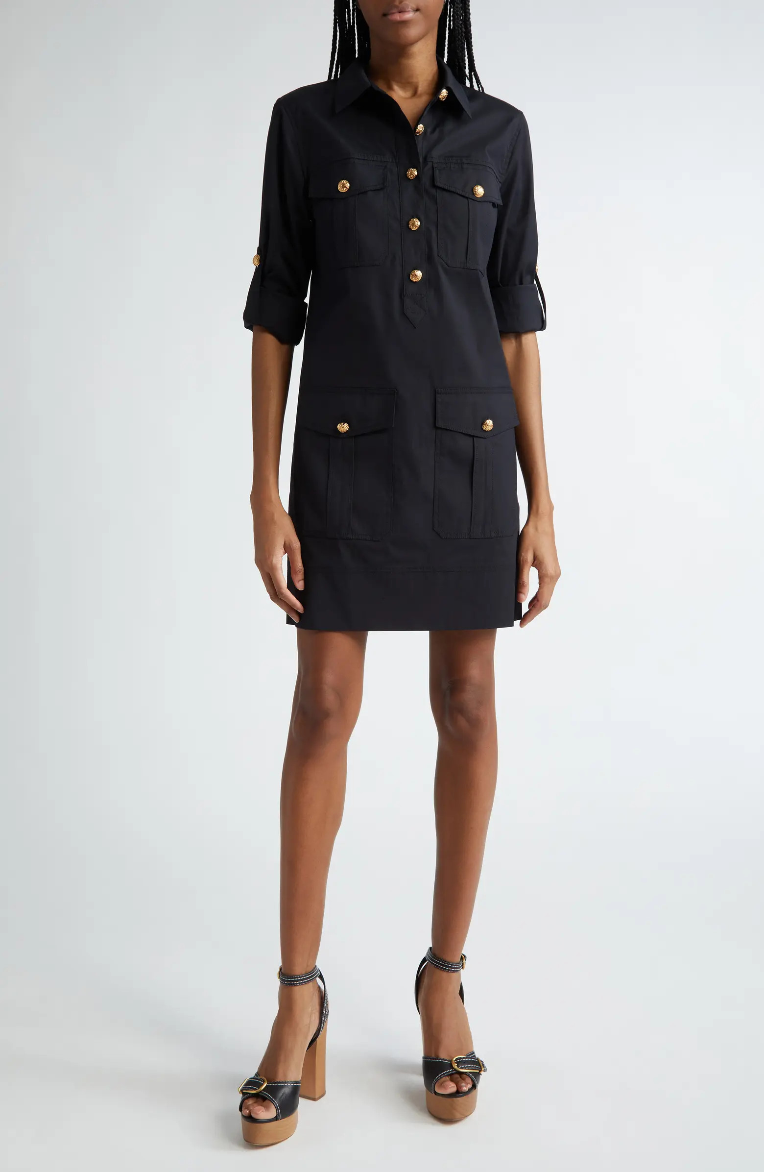Saude Long Sleeve Cargo Shirtdress | Nordstrom