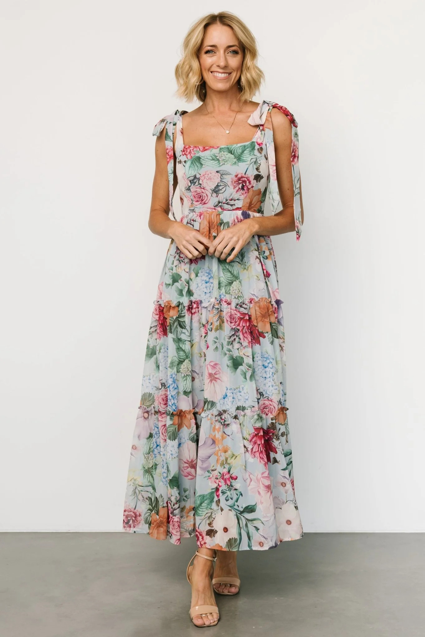 Anita Maxi Dress | Light Blue Multi Floral | Baltic Born