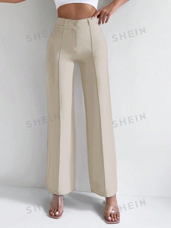 Anzughose mit hoher Taille, breitem Beinschnitt, | SHEIN