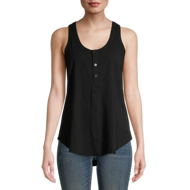 Time and Tru Women's Rib Henley Tank Top | Walmart (US)