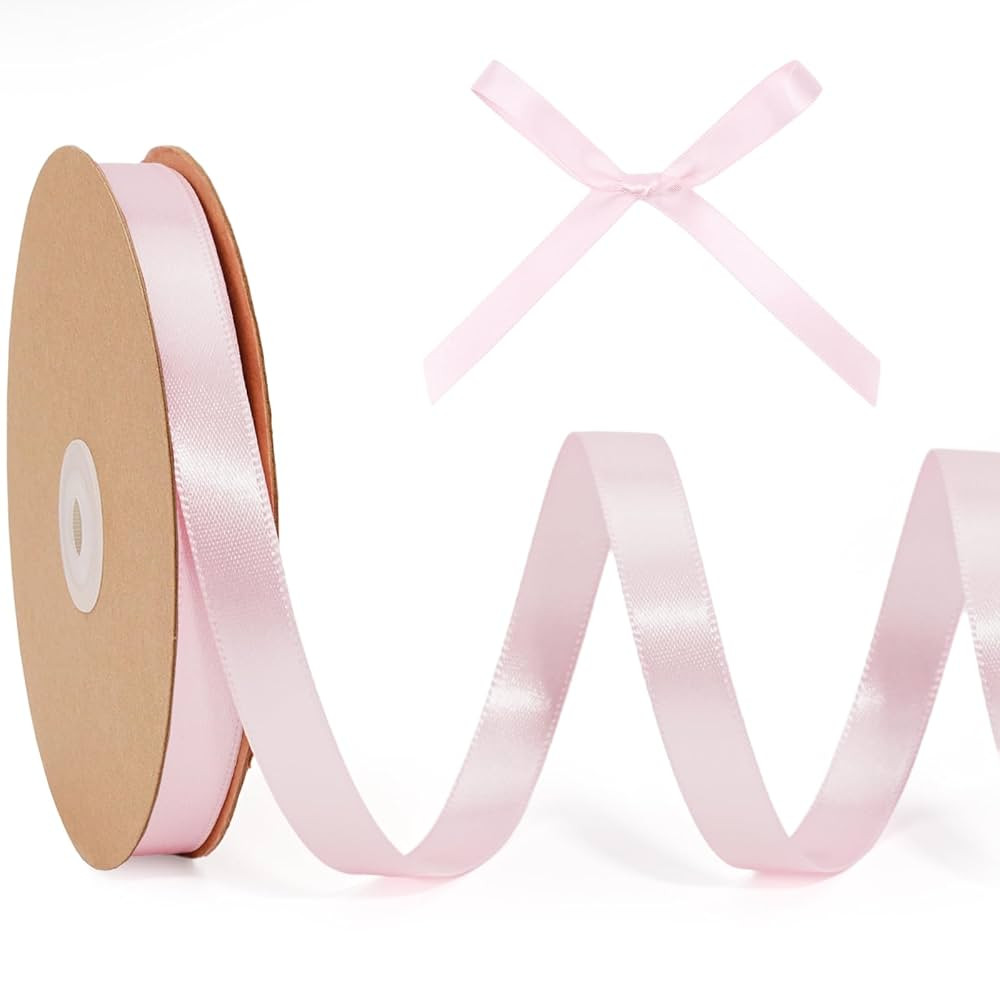 LaRibbons Light Pink Satin Ribbon 3/8 Inch 25 Yards Luxury Double Faced Pink Silk Ribbon for Gift... | Amazon (US)