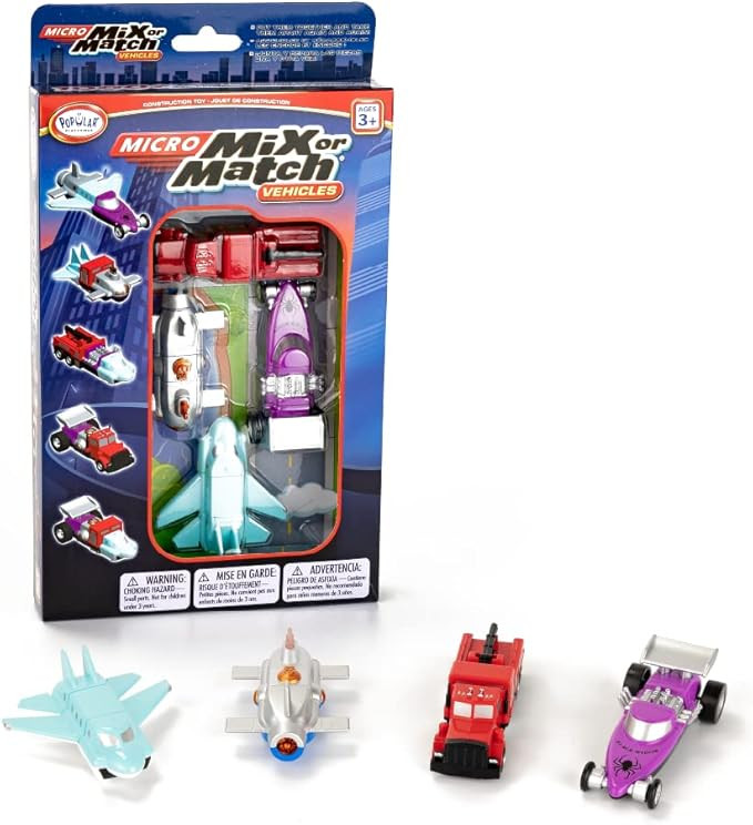 POPULAR PLAYTHINGS Magnetic Vehicles for Toddlers 1-3, Mini Mix or Match Car Toys, Set of 4 Gift ... | Amazon (US)