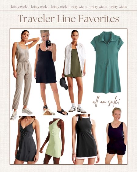 Our Abercrombie traveler line favorites are on sale today! ✨🤍 15% off right now - get it before they sell out in your size! 

The cutest workout outfit, running errands outfit, spring outfit… the options are endless. Emma has the jumpsuit and romper in size L, and I have the traveler dress (comes in 15 color options!). Size up one size for a looser fit. 

#LTKActive #LTKsalealert #LTKfindsunder50