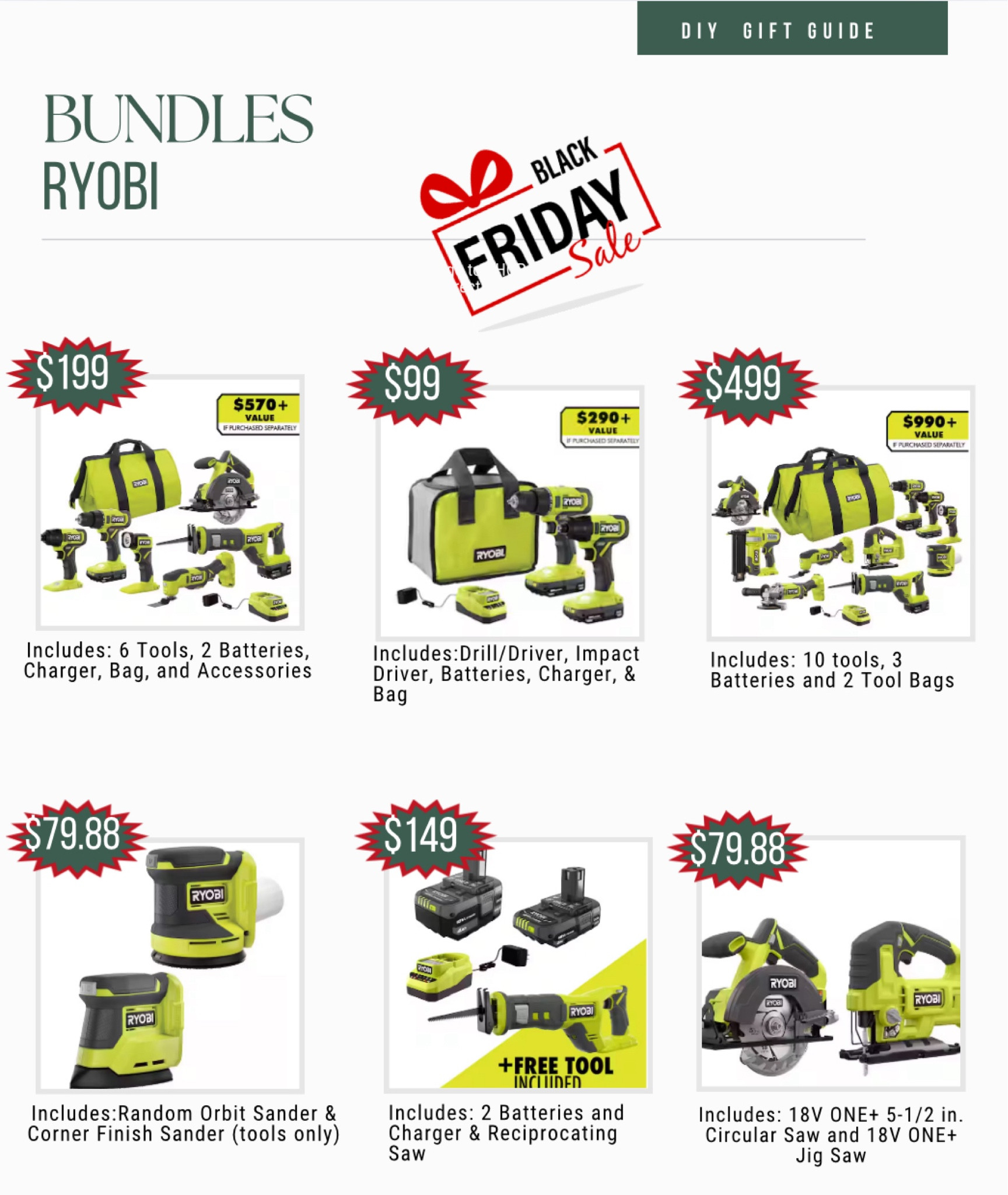 I’ve rounded up the best power tool bundles from Ryobi at Home Depot for Black Friday.  Build your power tool collection

#LTKGiftGuide #LTKSaleAlert