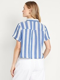 Crinkle Gauze Button-Down Striped Shirt | Old Navy (US)
