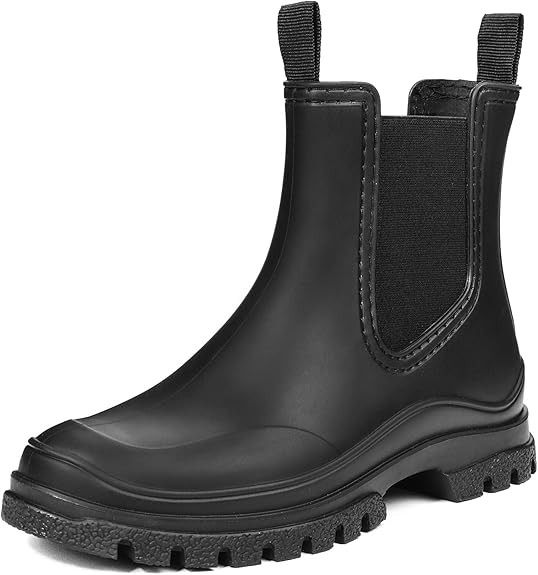 DKSUKO Women's Short Rain Boots Rubber Waterproof Garden Boots Elastic Slip On Ankle Chelsea Boot... | Amazon (US)