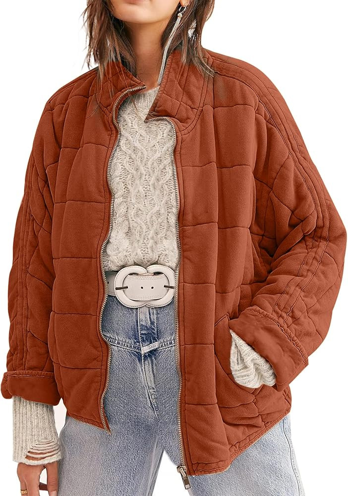 Ynhonra Puffer Jacket Womens Warm Lightweight Packable Long Sleeve Quilted Jackets for Women with... | Amazon (US)