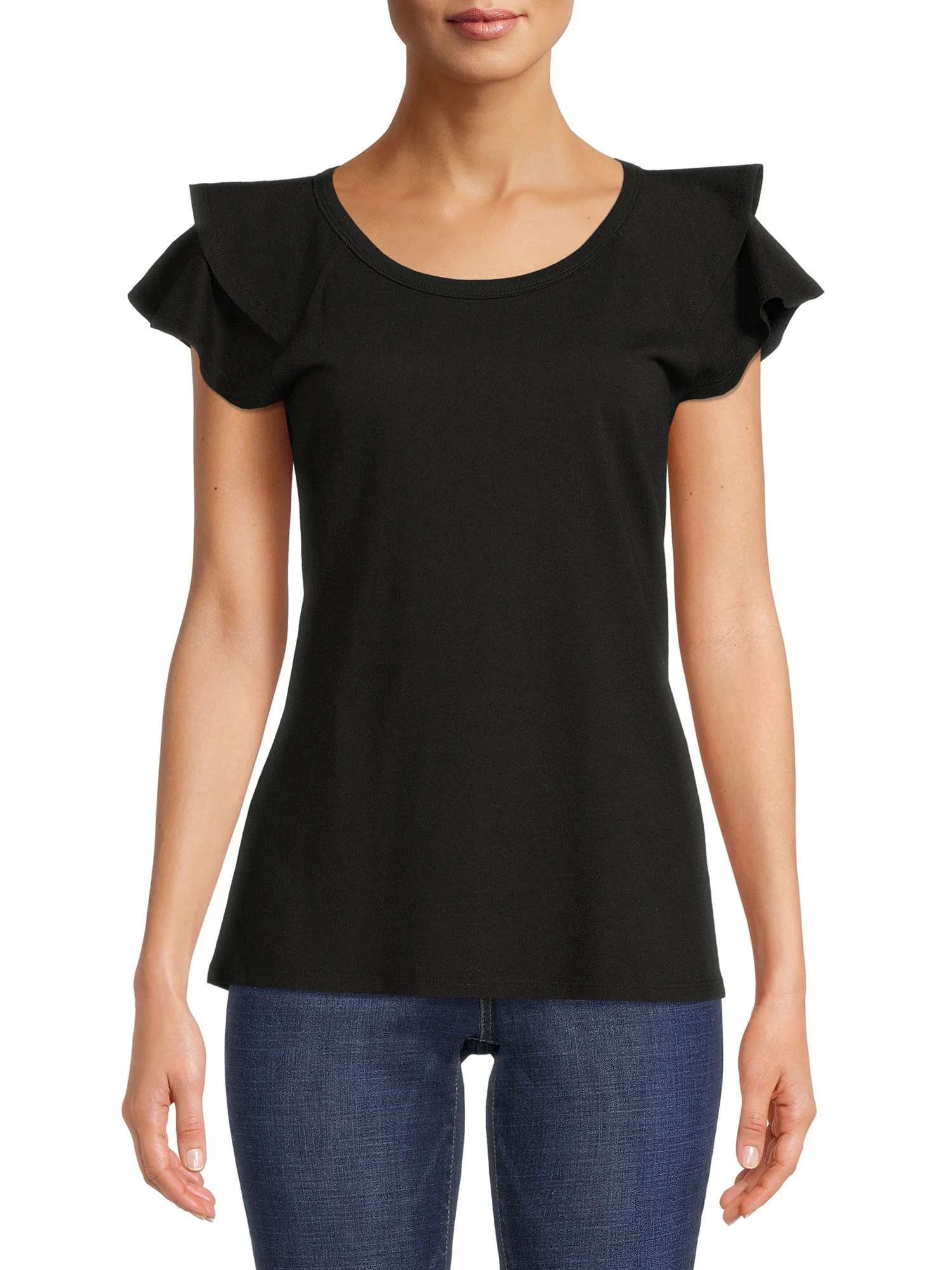 Time and Tru Women's Flutter Sleeve T-Shirt | Walmart (US)