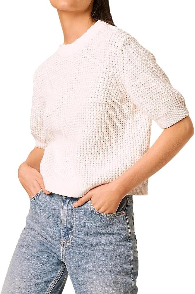 French Connection Womens Luna Cotton Waffle Knit Crop Sweater | Amazon (US)