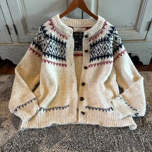 Handmade Fair Isle Knit Cardigan: Cotton Wool Blend Christmas Sweater, by Lavender Tribe Design -... | Etsy (US)