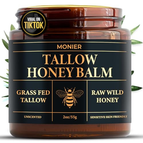 MONIER Tallow and Honey Balm for Face, Beef Tallow for Skin, Moisturizer with 100% Organic Grass-Fed Beef Tallow & Raw Wild Honey - Natural Formula for Dry & Sensitive Skin (Unscented) | Amazon (US)