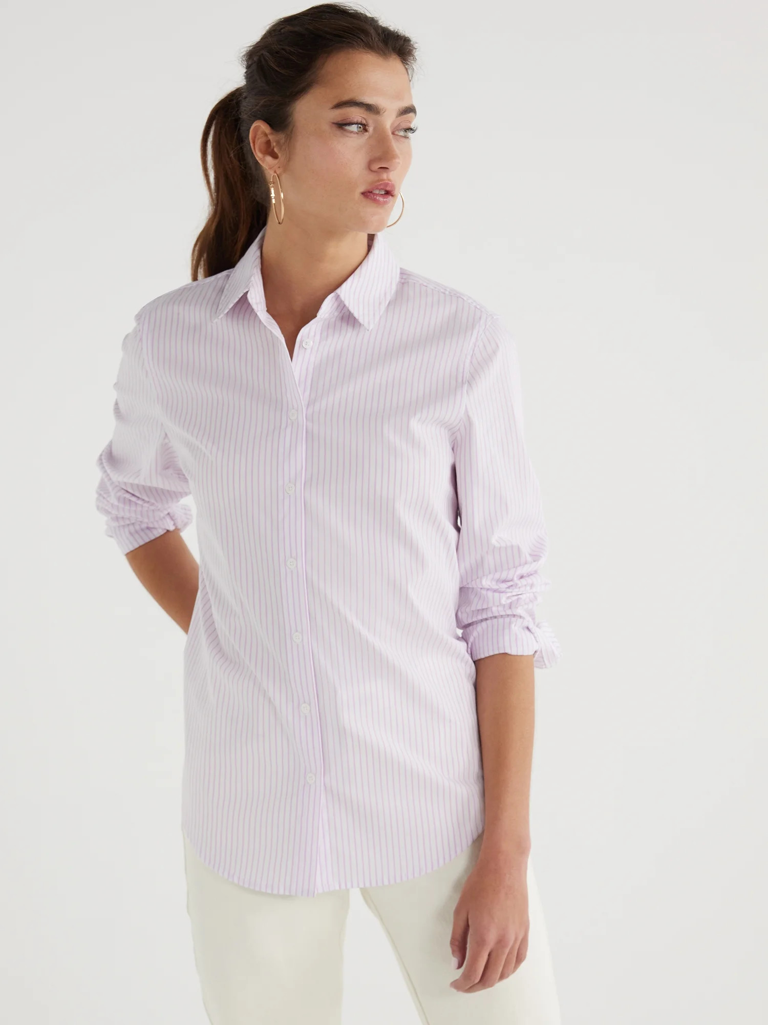 Time and Tru Women's Long Sleeve Button Down Shirt, Sizes XS-XXXL | Walmart (US)