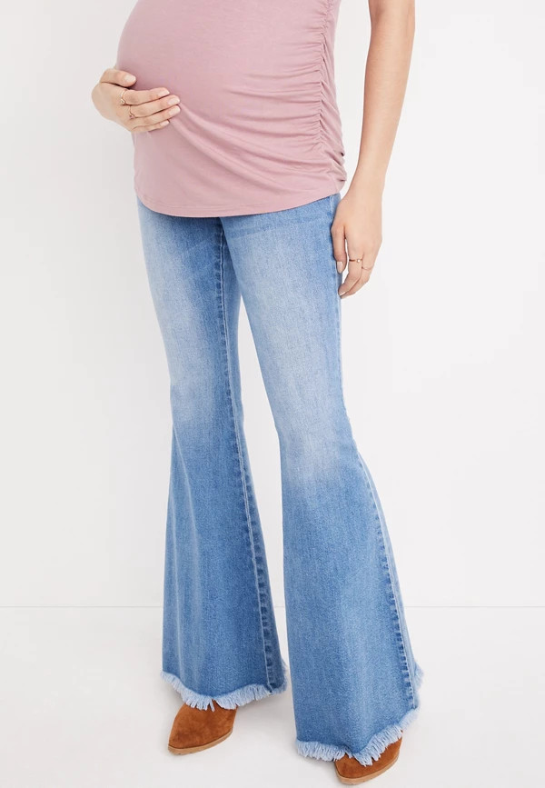KanCan™ Flare Side Panel Frayed Hem Maternity Jean | Maurices