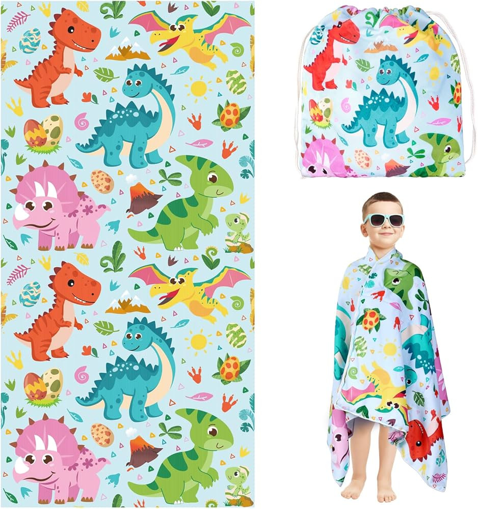 Dinosaur Beach Towel for Kids, 60" x 30" Sand Free Beach Towel Quick Dry, Ultra Absorbent & Light... | Amazon (CA)