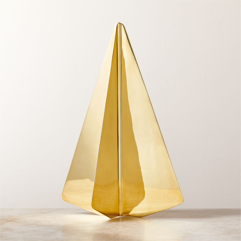 Zale Unlacquered Brass Christmas Tree Figure 12" | CB2 | CB2