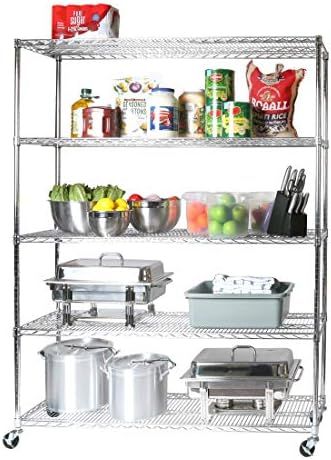 Seville Classics UltraDurable Commercial-Grade 5-Tier NSF-Certified Steel Wire Shelving with Whee... | Amazon (US)