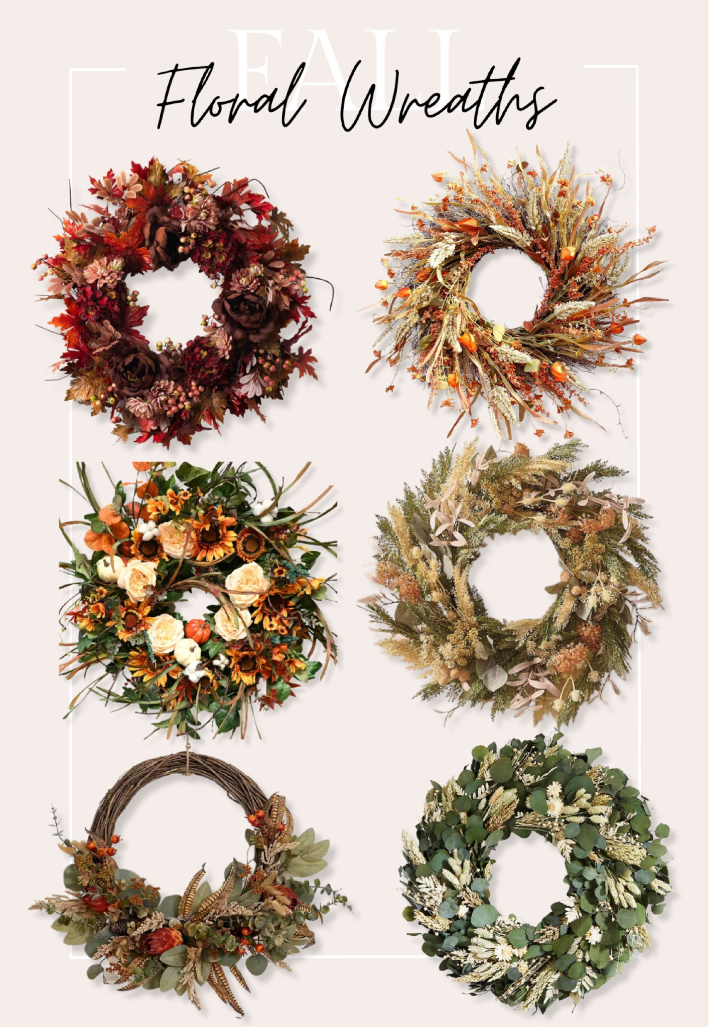 Floral fall wreaths!
.
.
.
Fall wreaths, autumn wreaths, fall decor, fall decorations, front door wreaths, outdoor wreaths, indoor wreaths

#LTKSeasonal #LTKFind #LTKunder100