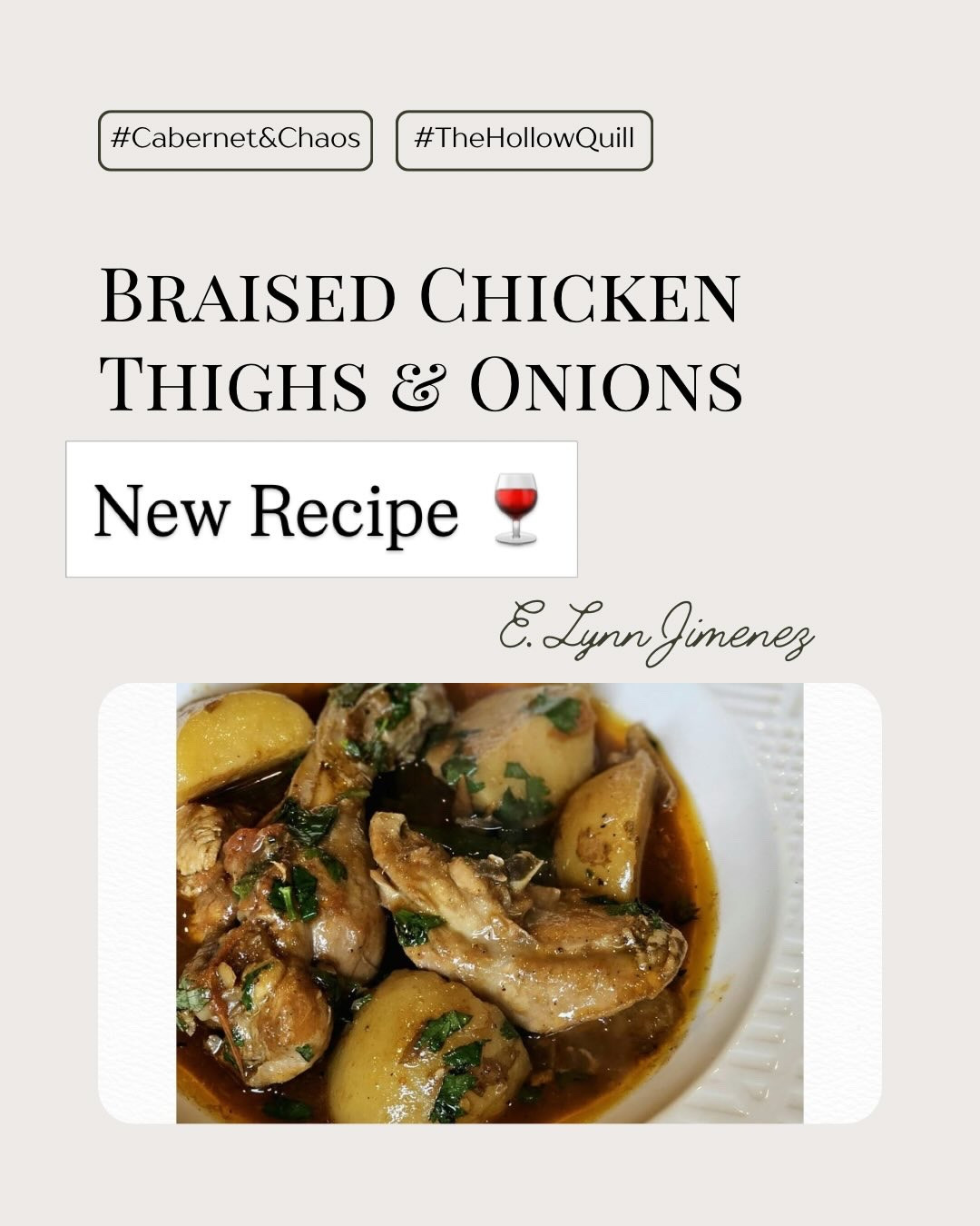 I have a confession.

I have an irrational fear of bone-in chicken.

But after one bite of these braised chicken thighs and onions, I ALMOST forgot about it.

Golden chicken, buttery onions, tender potatoes, and a savory garlic broth that tastes like it came straight from a neighborhood bistro.

My only regret? My sourdough starter wasn’t ready.

Because this au jus deserved an entire loaf of crusty bread.

Recipe now live on The Hollow Quill 

#easyrecipes #chickendinner #chickenthighs #foodblogger #onepotmeals