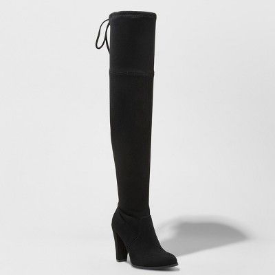 Women's Nikka Heeled Over the Knee Sock Boots - A New Day™ Black 5 | Target