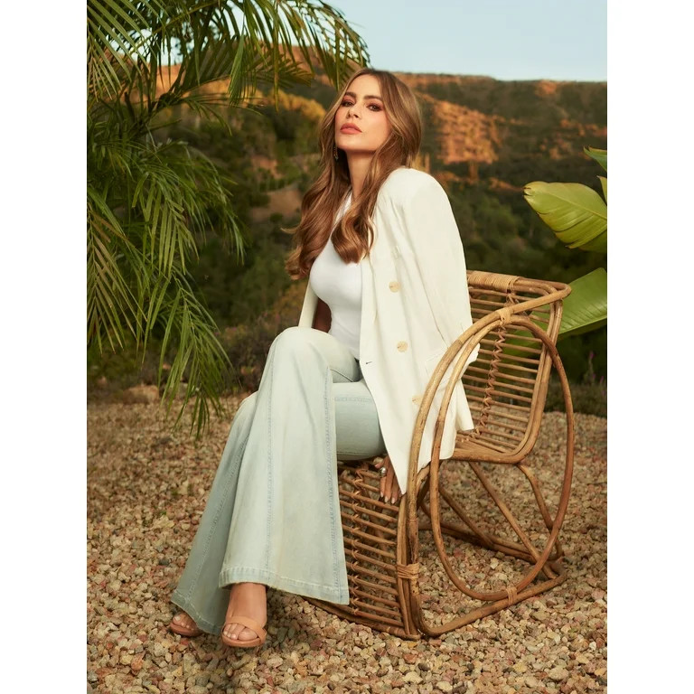 Sofia Jeans Women's and Women's Plus Double Breasted Linen Blend Blazer, Sizes XS-5X | Walmart (US)