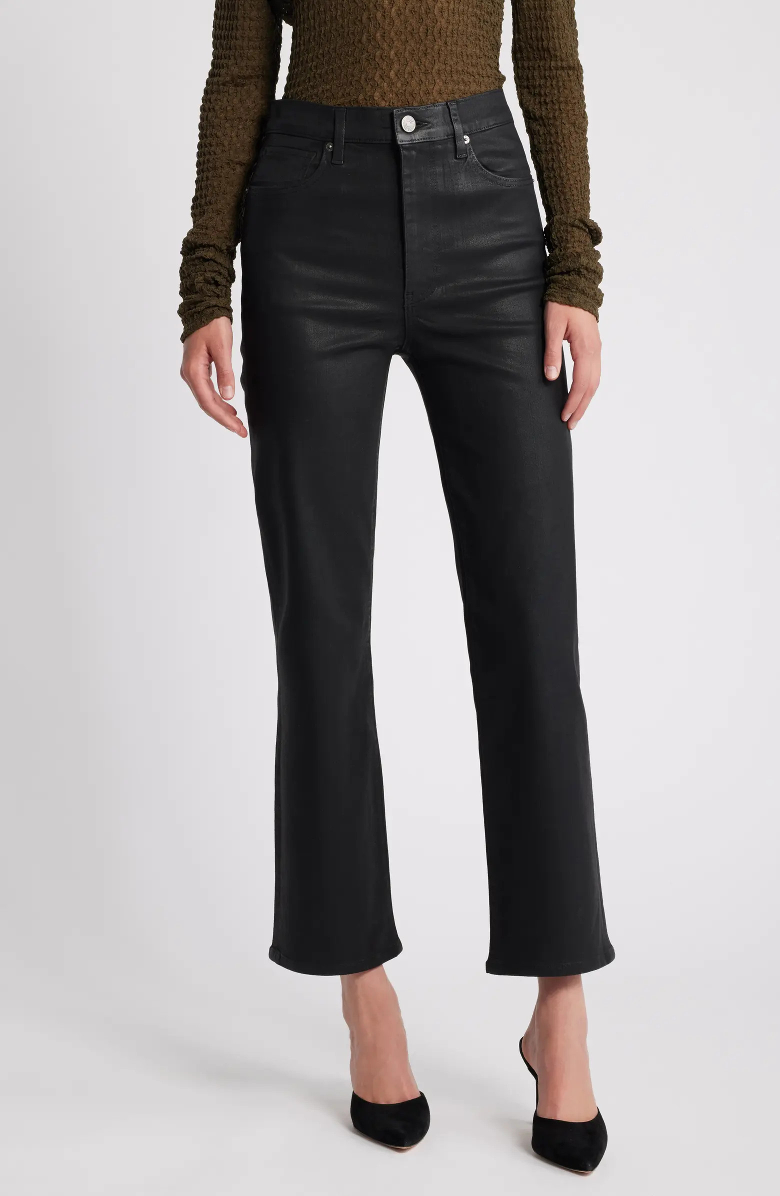 Le Sleek Straight Leg Coated Jeans | Nordstrom