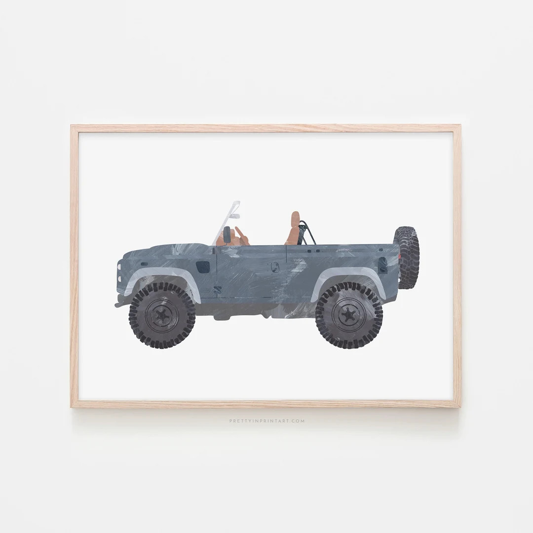 4x4 Jeep - Blue Beach |  Framed Print | Etsy (US)
