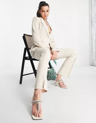 4th & Reckless Tall tailored open back blazer in beige - part of a set | ASOS | ASOS (Global)