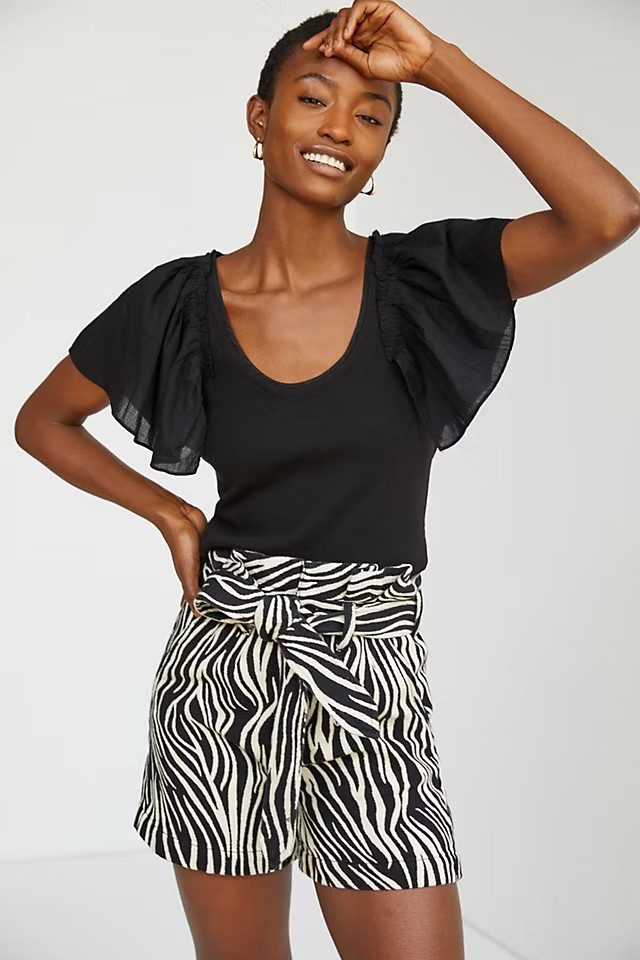 Maeve Flutter-Sleeved Top | Anthropologie (US)